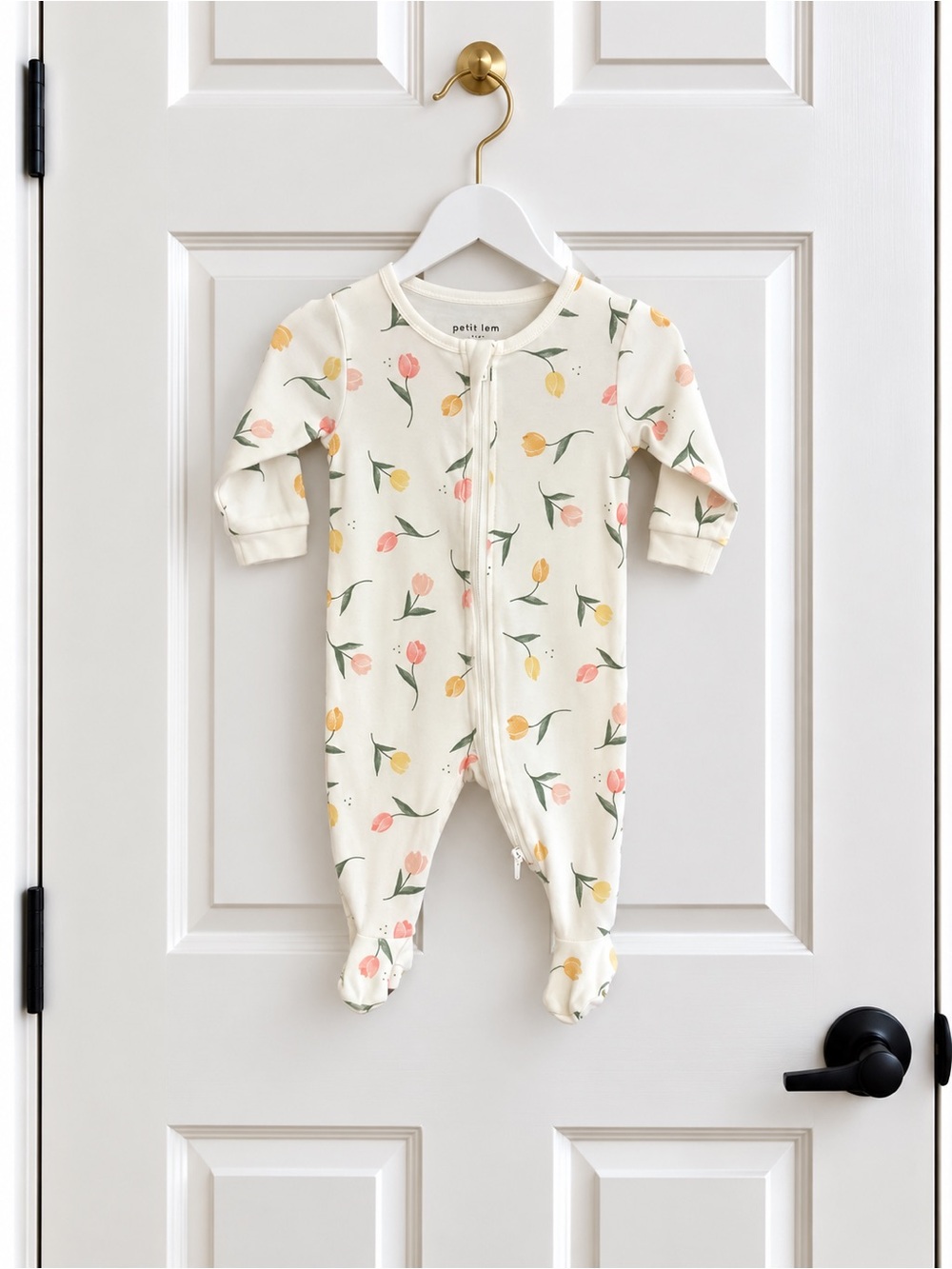 Petit Lem Baby 3M Organic Cotton Tulip Floral Footed Sleeper